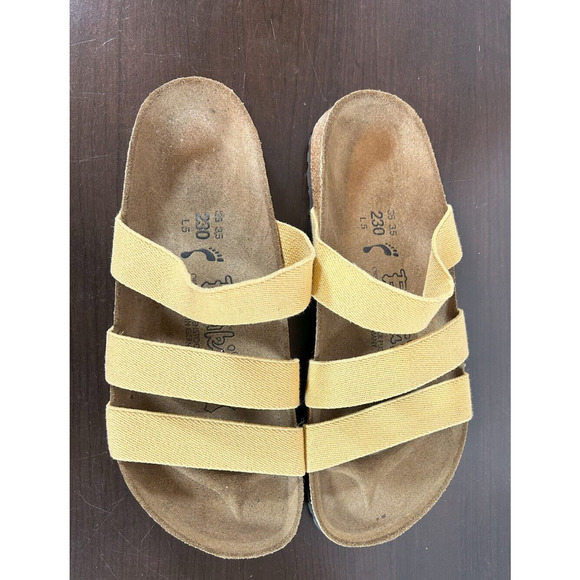 Birkenstock Birki's (Women's US 5) Euro 36 Yellow Triple Stretchy Straps - Picture 1 of 5